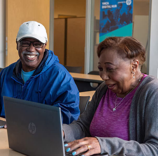 A woman using a laptop