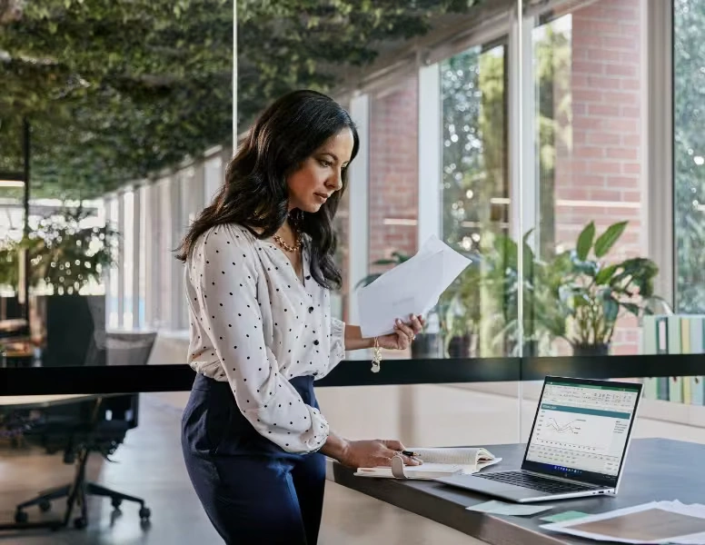 A woman using a laptop