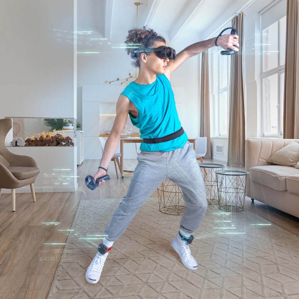 A man using HTC Vive Ultimate Tracker