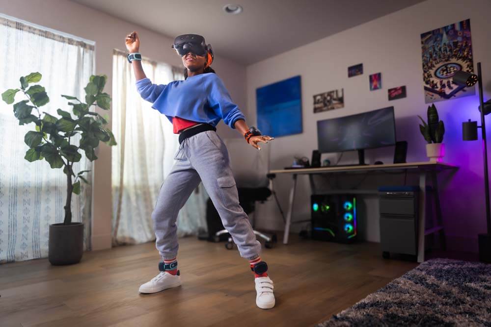 A girl using a HTC Vive Focus Vision headset