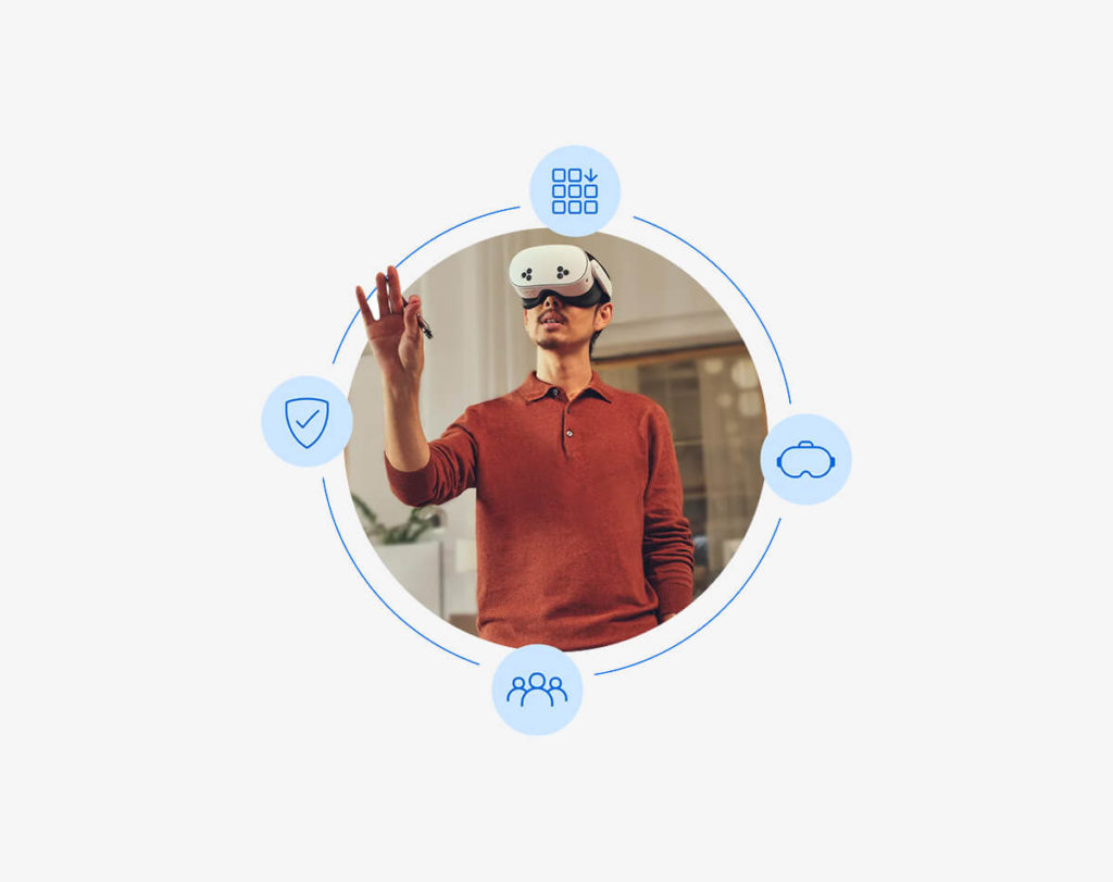 A man using a virtual reality headset