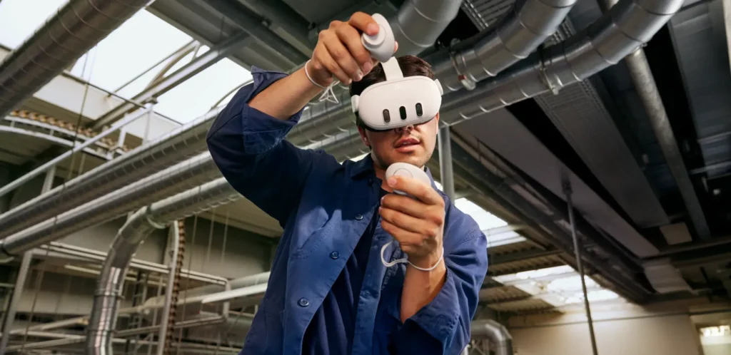 A man using a virtual reality headset
