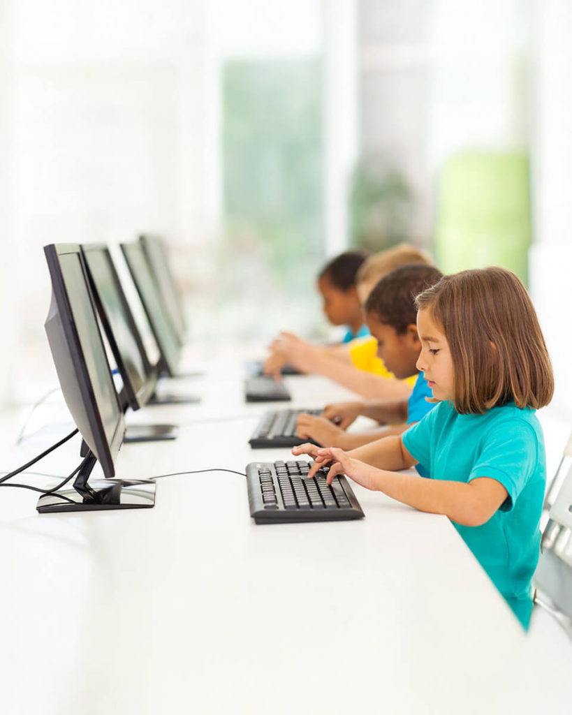 Children using desktops