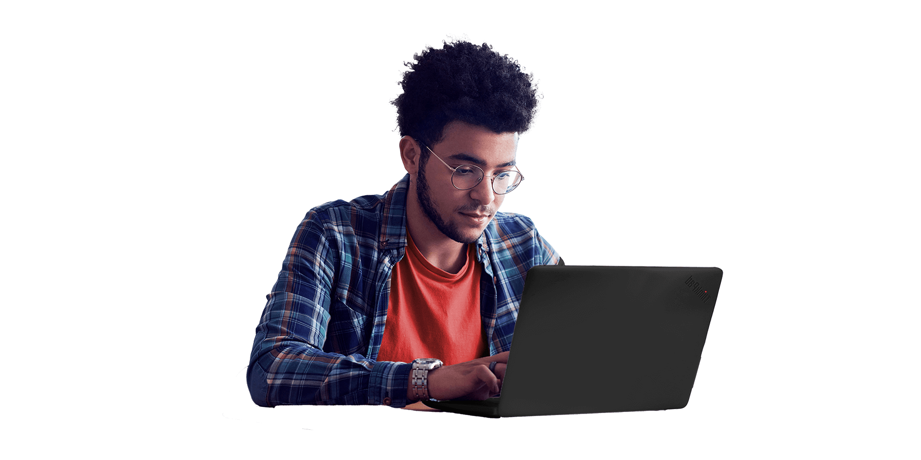 A student using a laptop