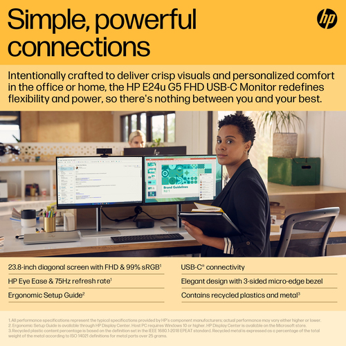 HP E24u G5 FHD USB-C Monitor computer monitor - System Active