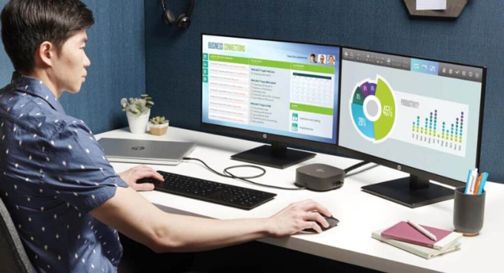 A man using a desktop