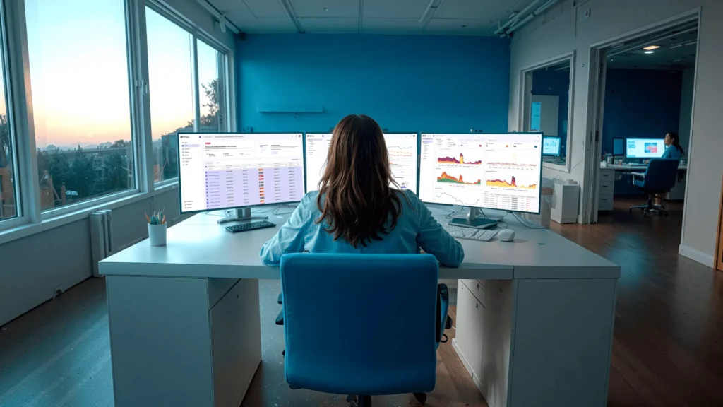 A woman using a desktop